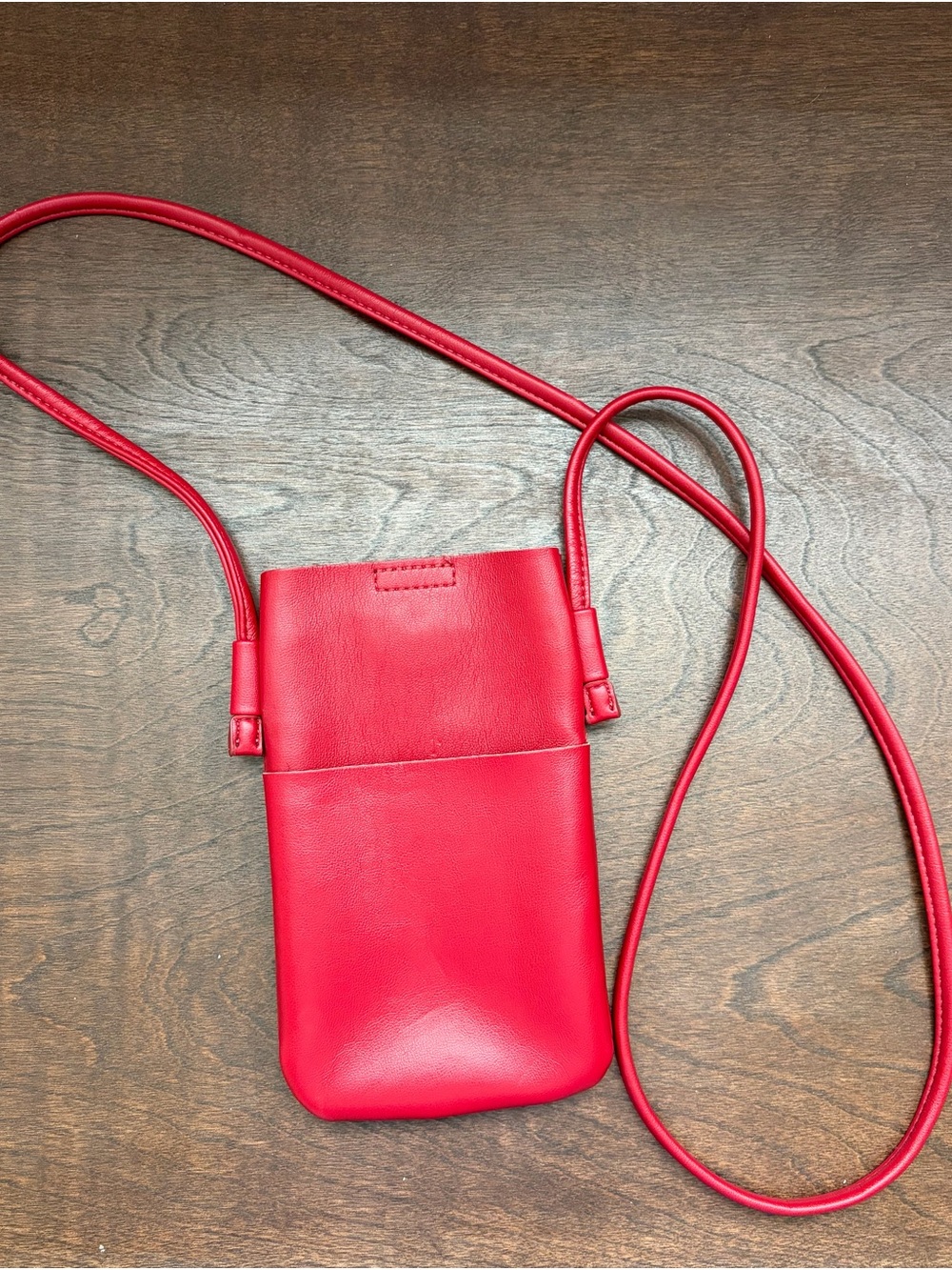 Red Vegan Leather Crossbody Phone Pouch